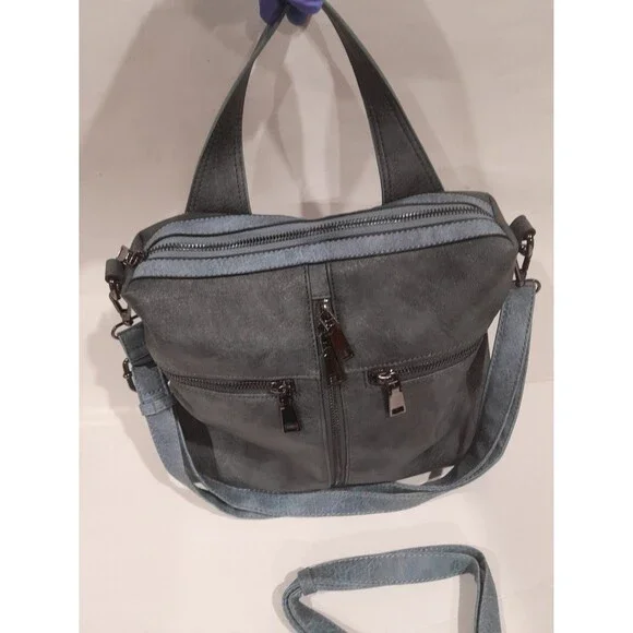 Liz Soto Purse, Blue Leather Convertible - Picture 2 of 8